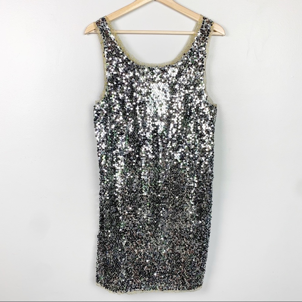 J.CREW Collection 100% Silk Sequin Sleeveless Shift Dress US 8